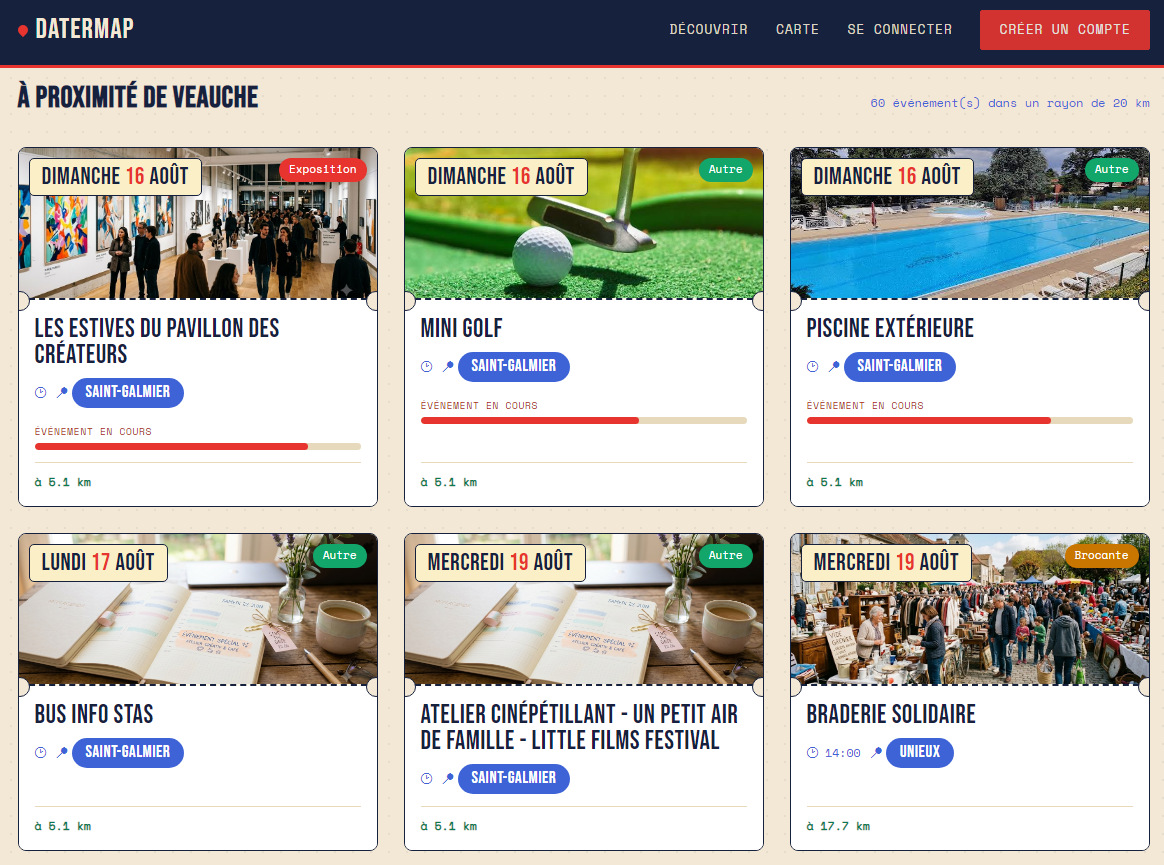 DaterMAP - Tous les événements près de chez vous !